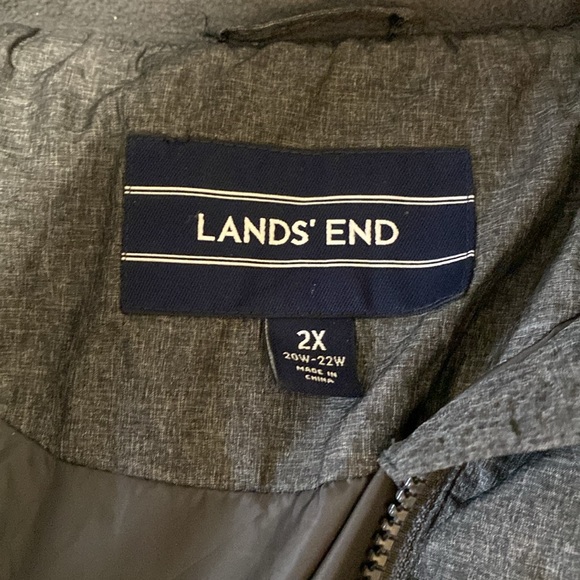 Lands End Water Resistant Down and Feather Parka 2X Gray Heather,Hood - Picture 2 of 6